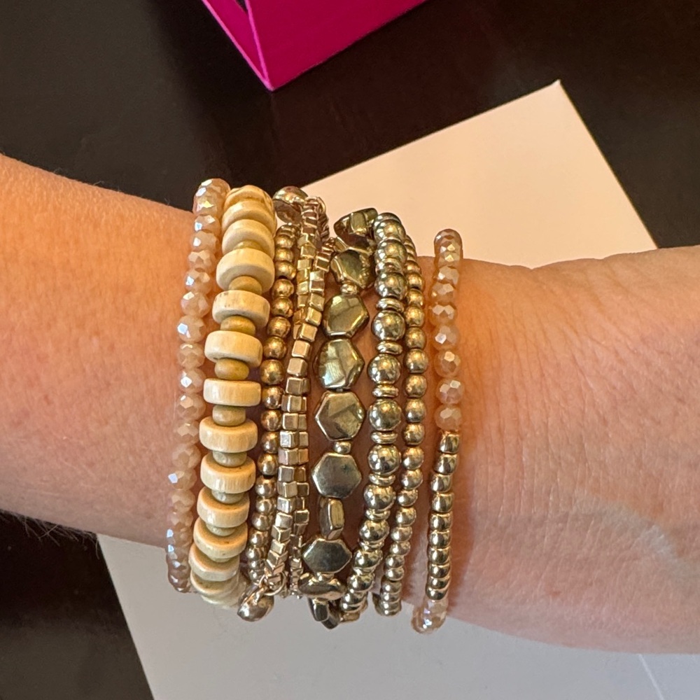 Torrid Gold and Tan Beaded Bracelet Set